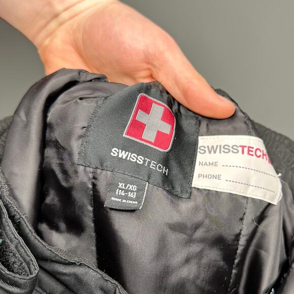 Swiss Tech Snow Pants Jet Black Nylon Insulated Baggy Wide Leg Fit Youth XL - Picture 4 of 4